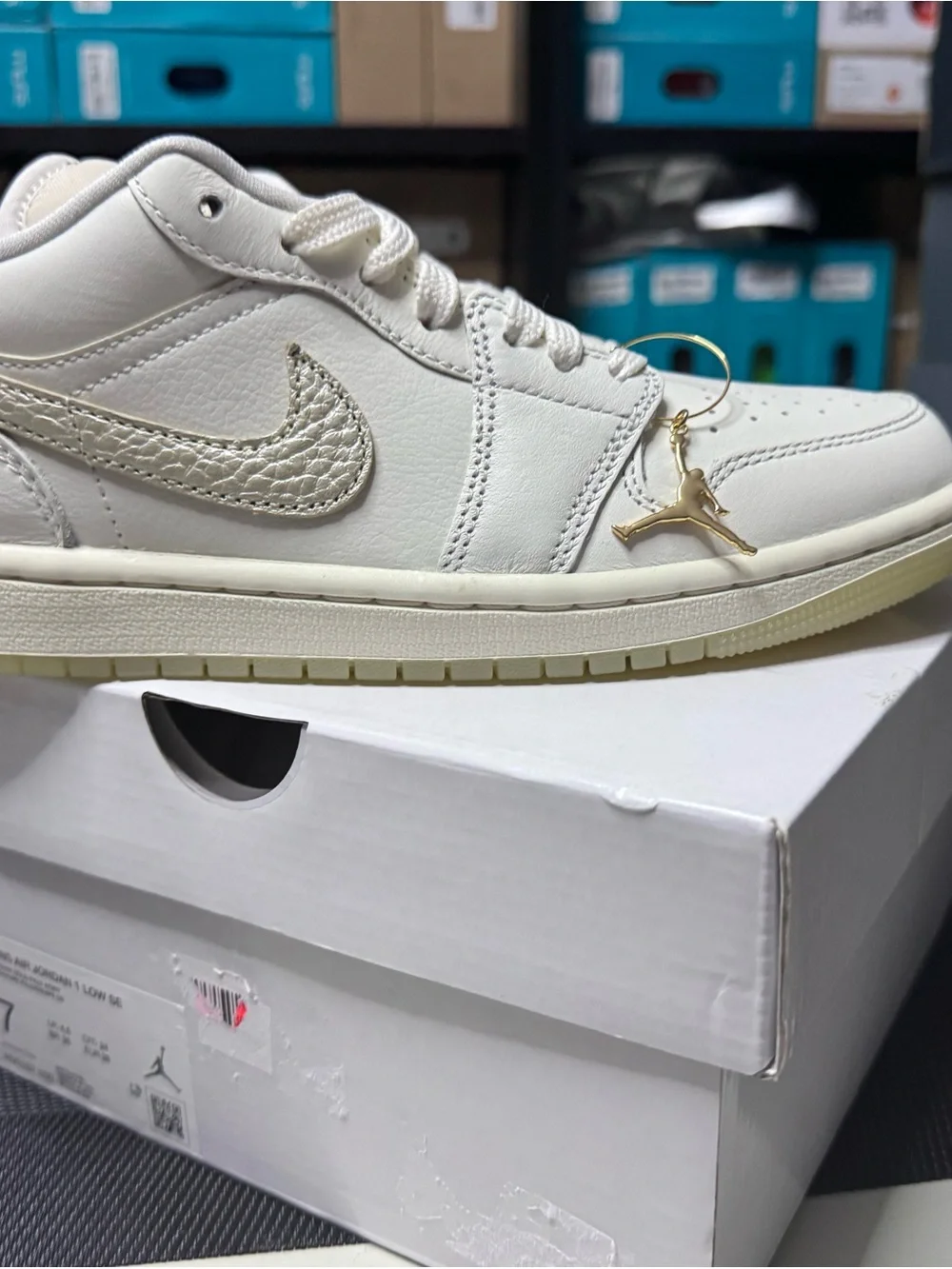 Nike Women's Low-Top Sneaker in Cream with Gold Swoosh